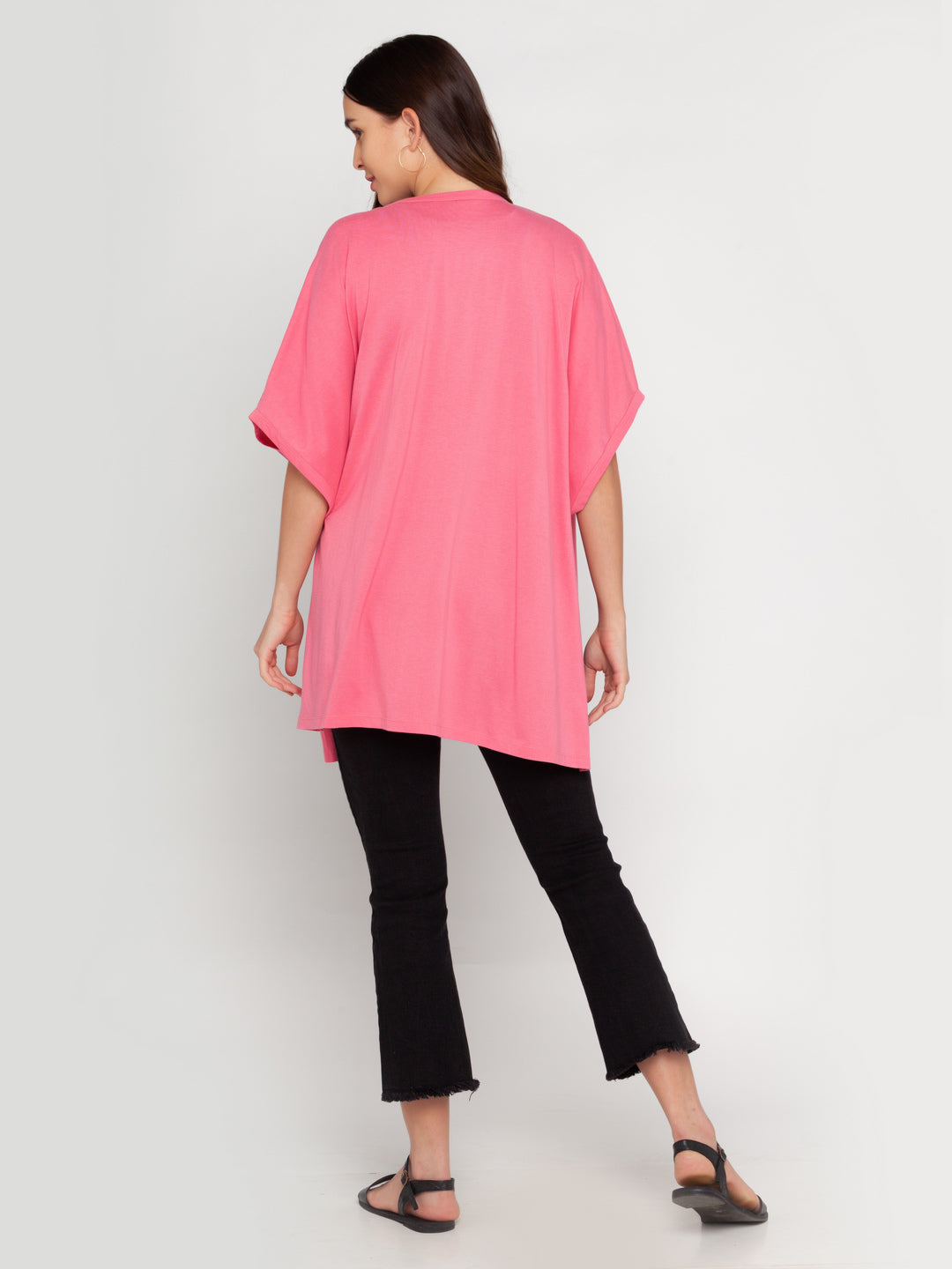 Pink Solid Shrug For Women
