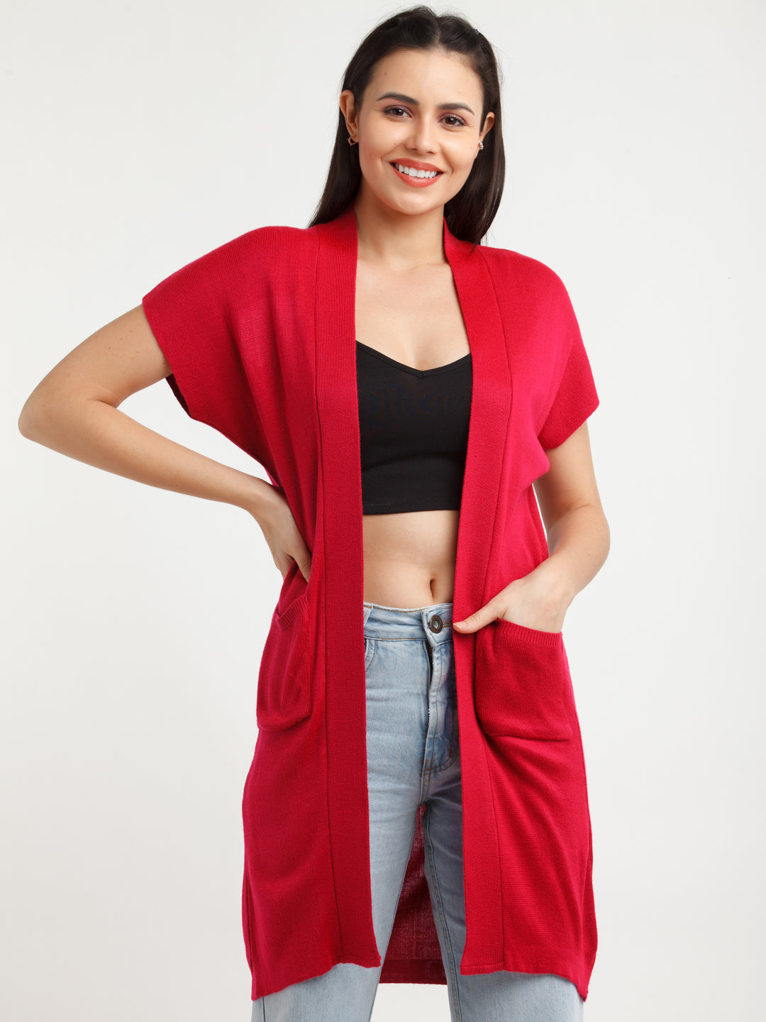 Maroon Solid Shrug For Women