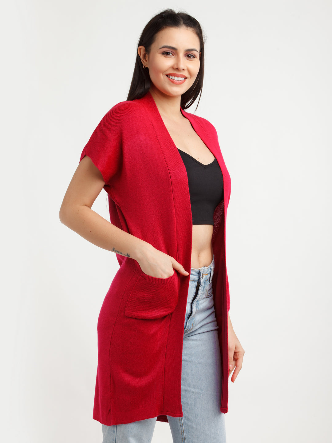 Maroon Solid Shrug For Women