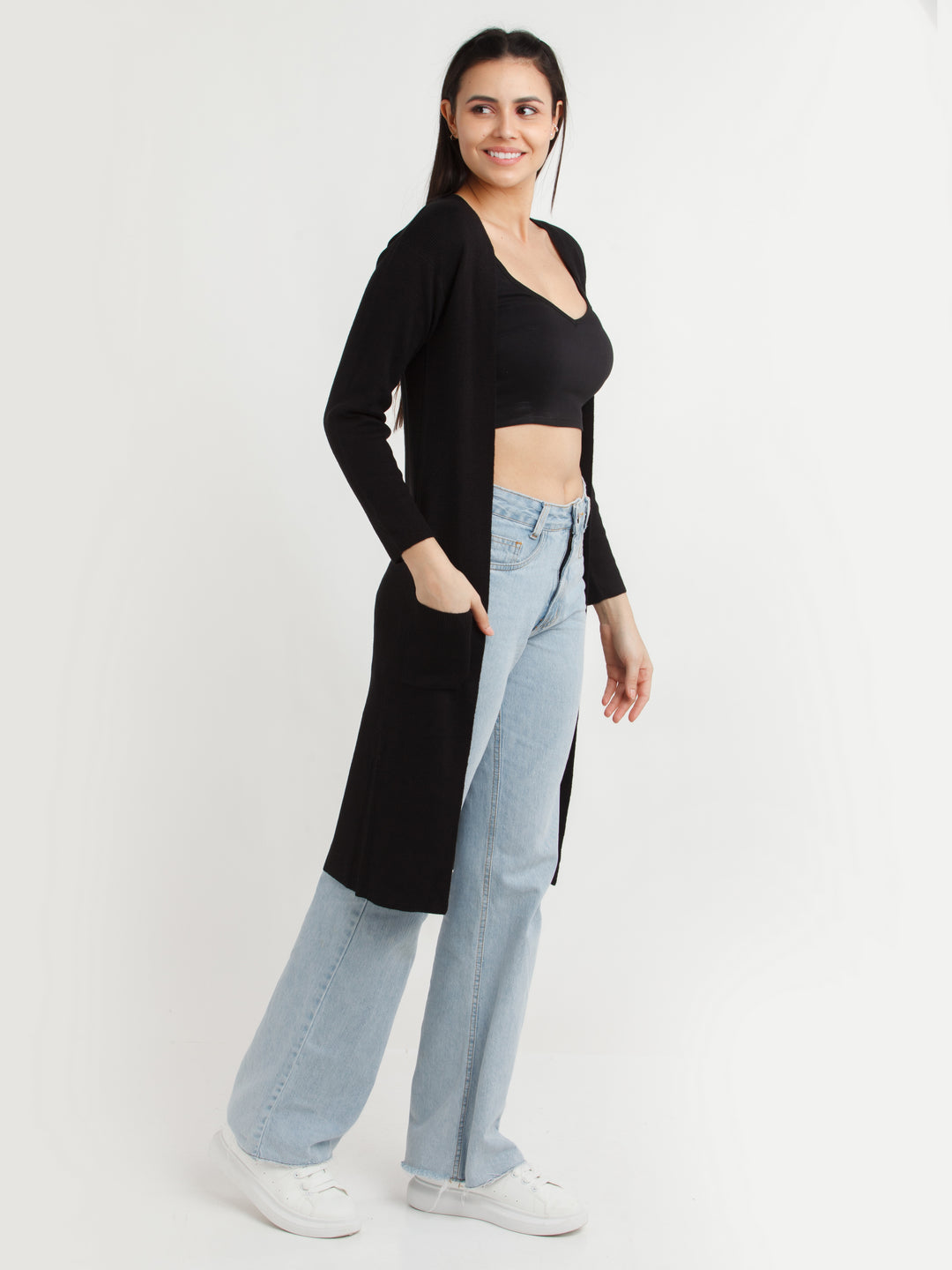 Black Solid Cardigan
