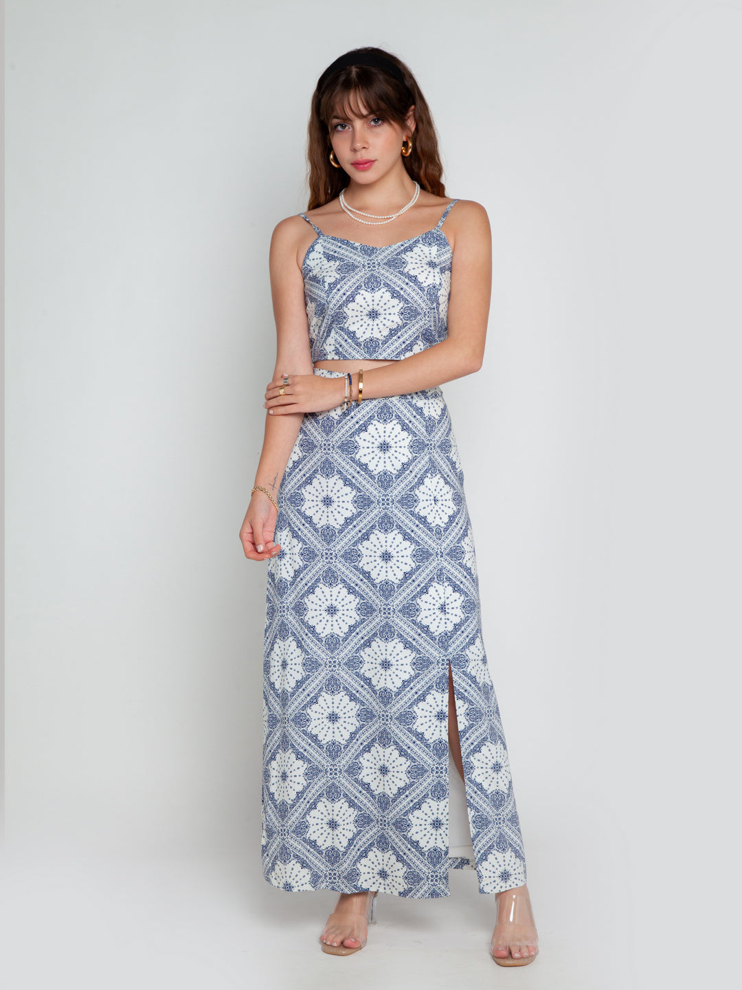 Off White Printed Skirts