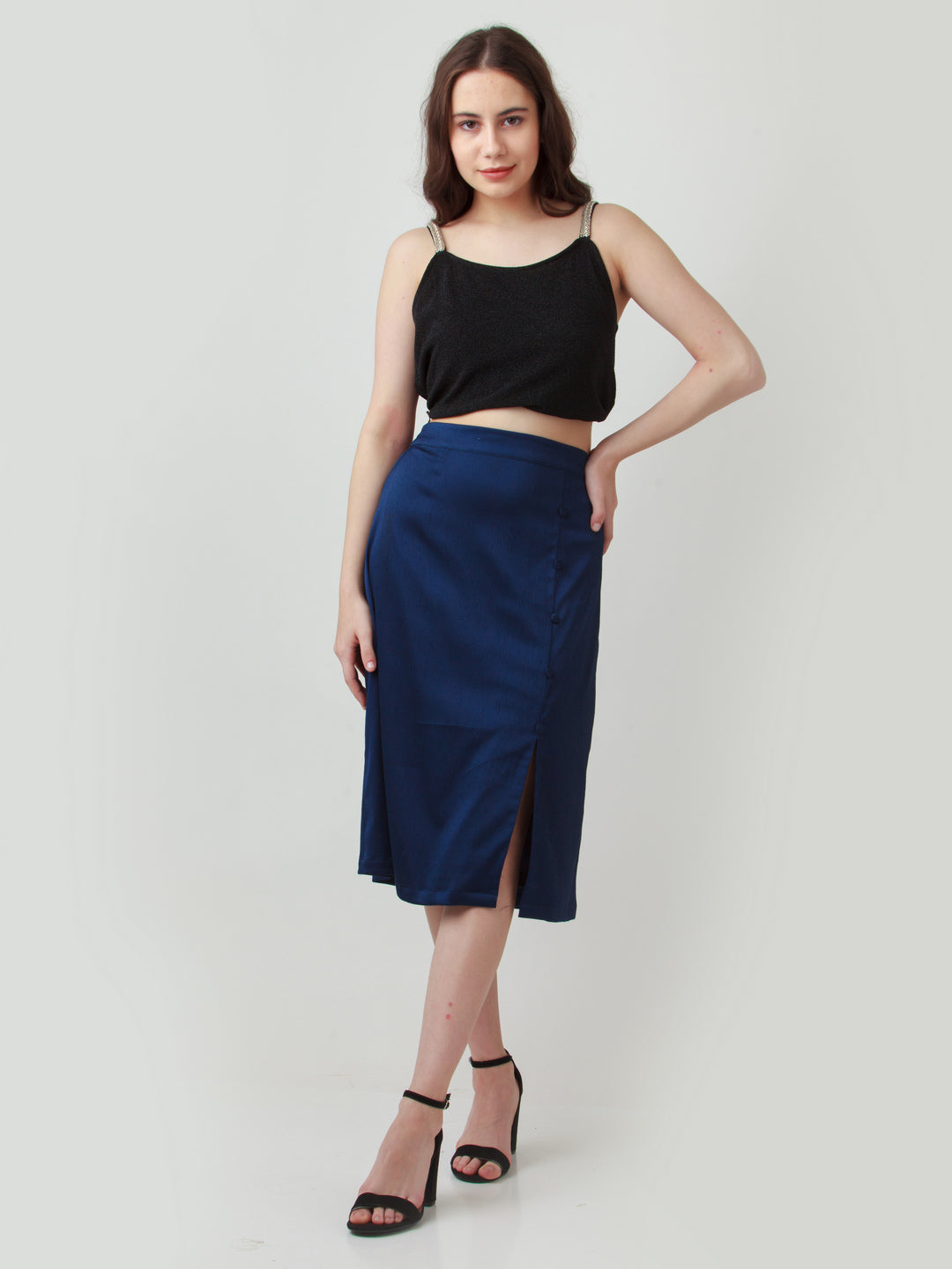 Navy Blue Solid Skirt