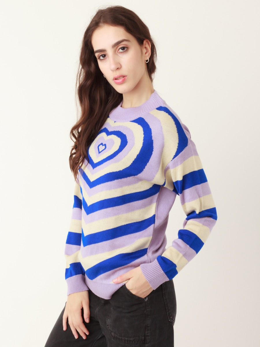 Multicolored Geometric Print Sweater For Women