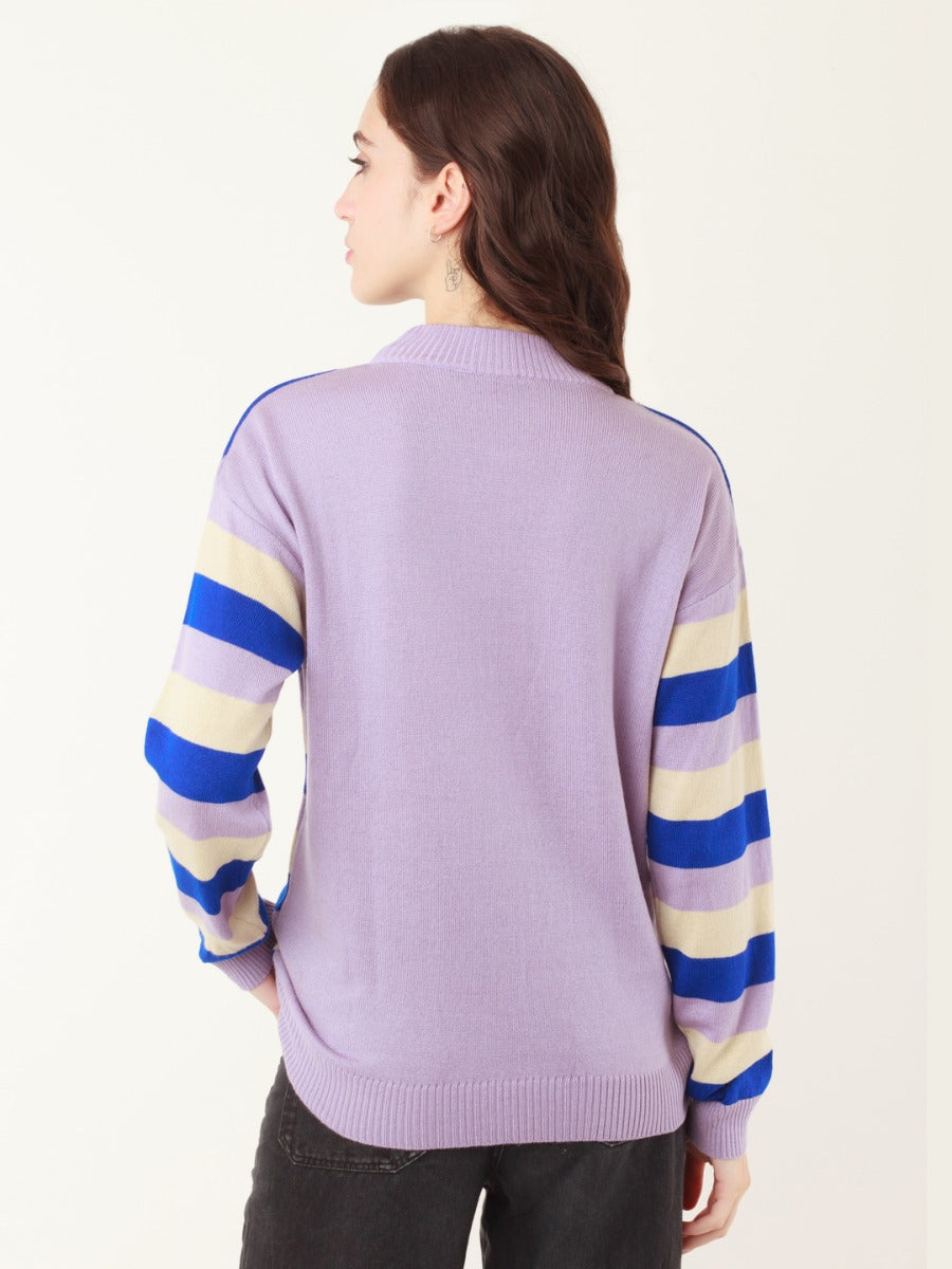 Multicolored Geometric Print Sweater For Women