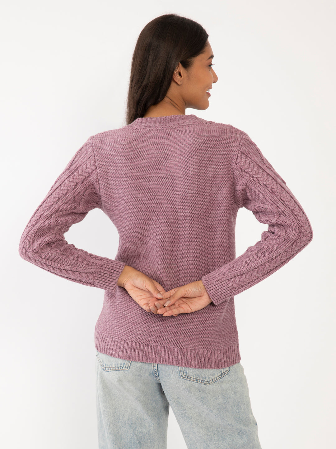 Purple Solid Sweater