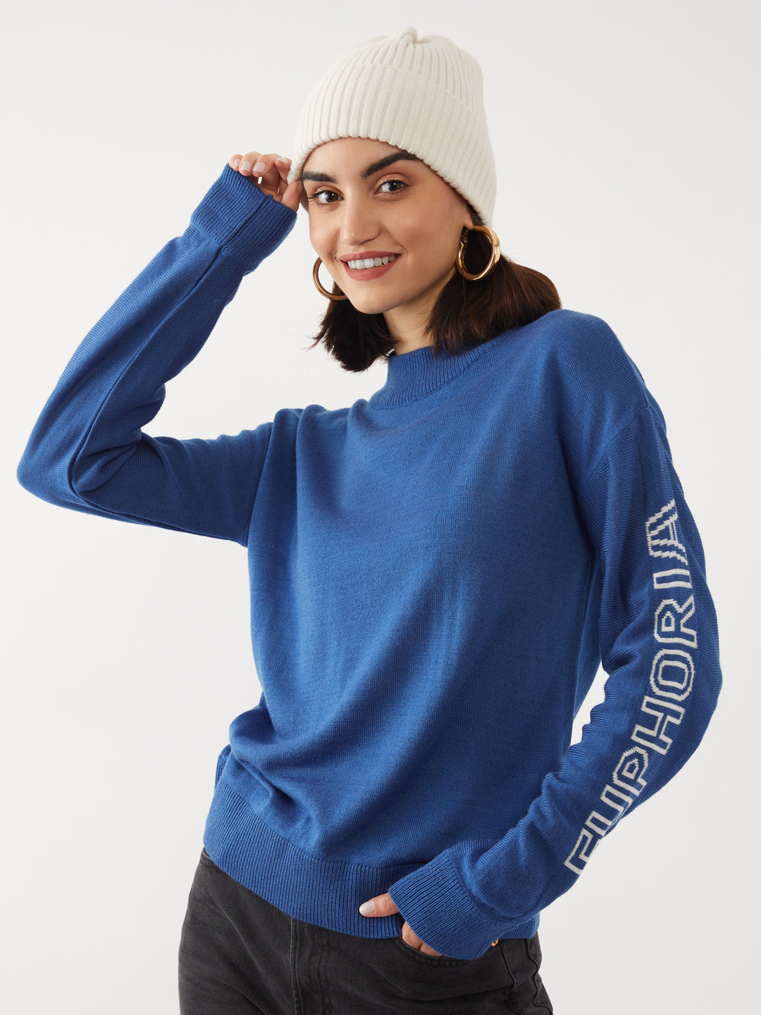 Blue Printed Sweater