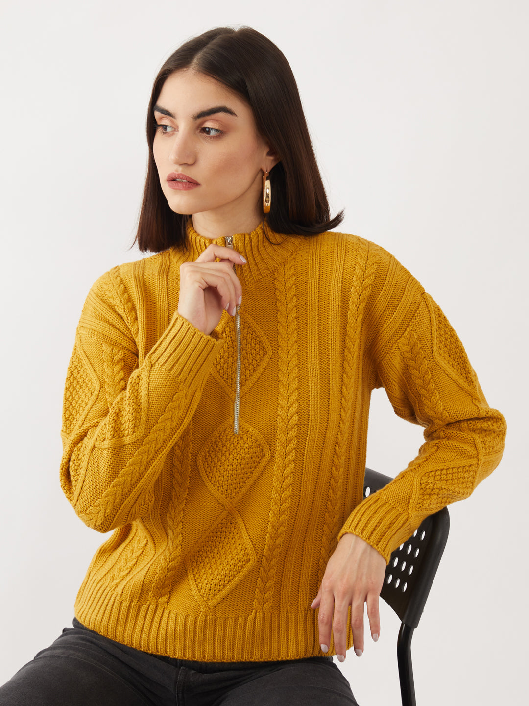 Yellow Solid Sweater
