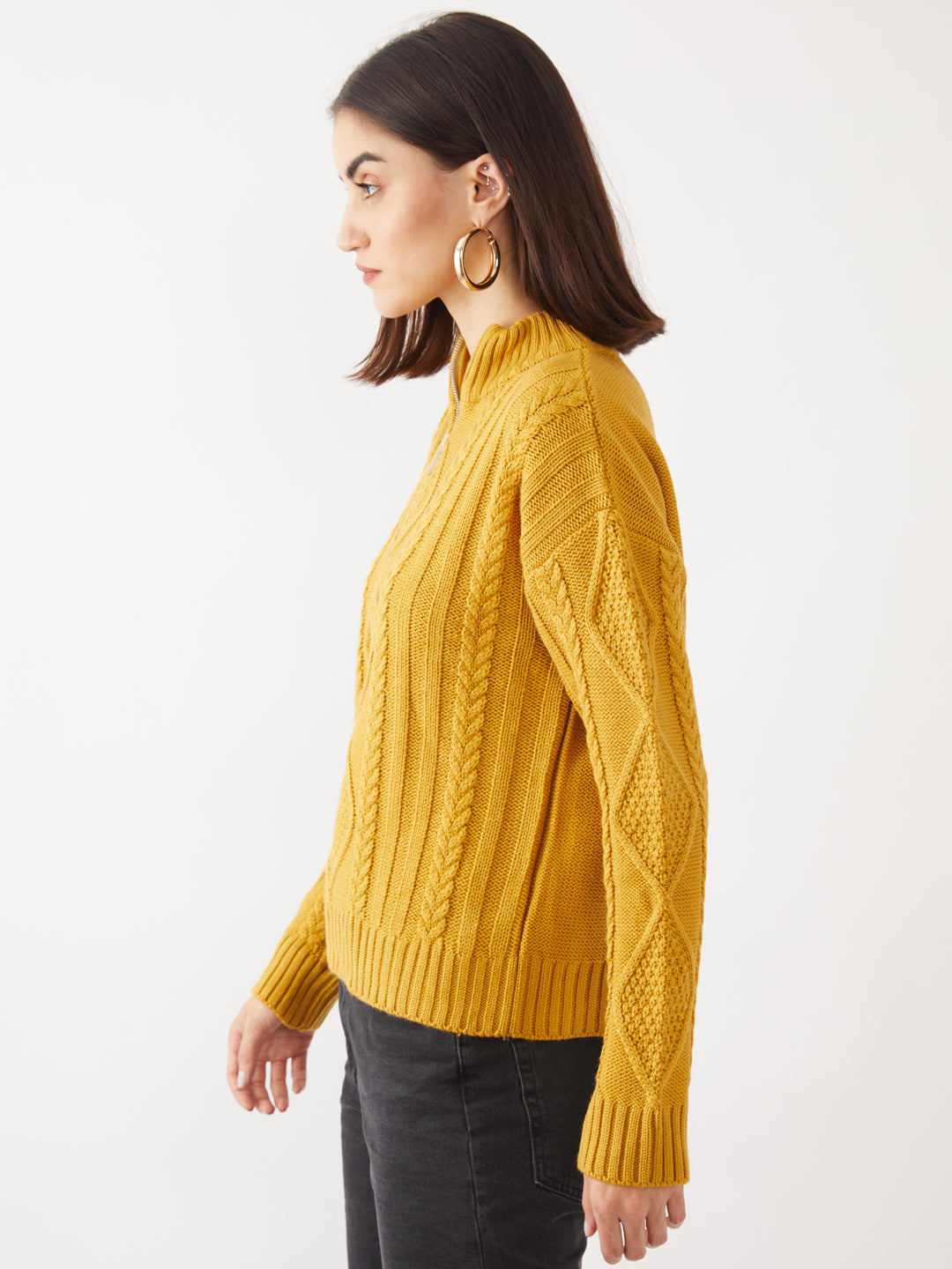 Yellow Solid Sweater