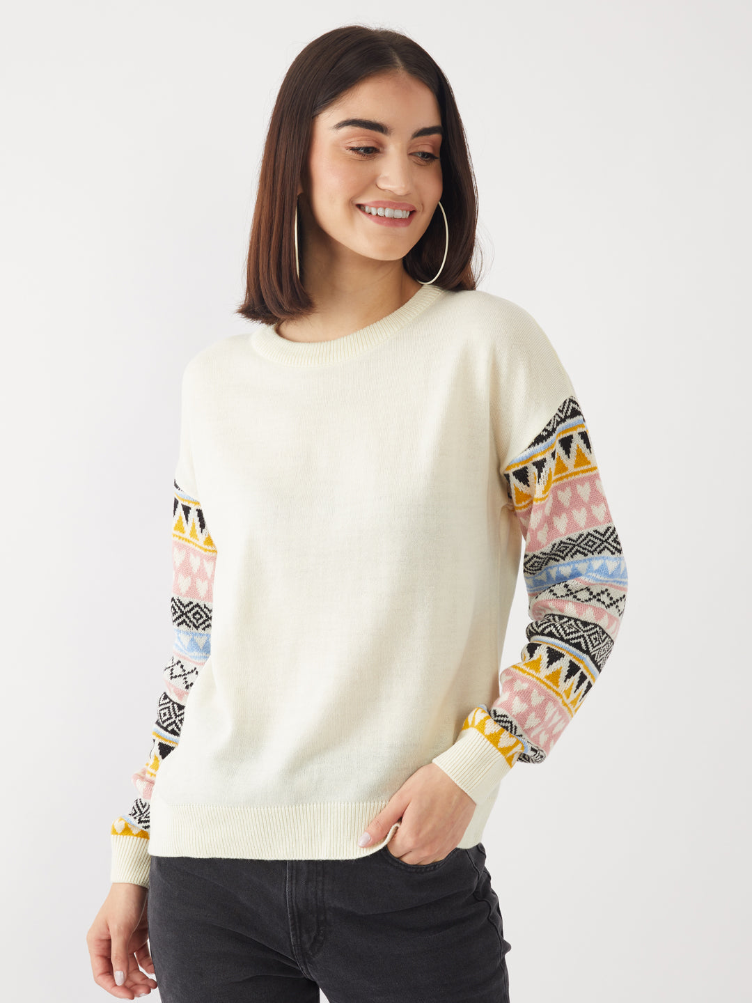 Off White Geometric Print Sweater