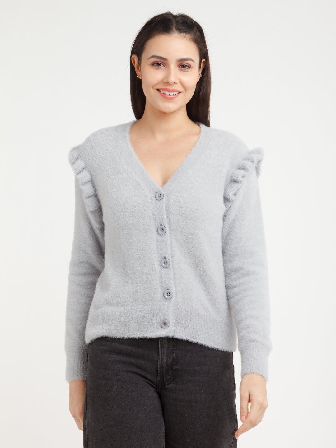 Grey Solid Sweater