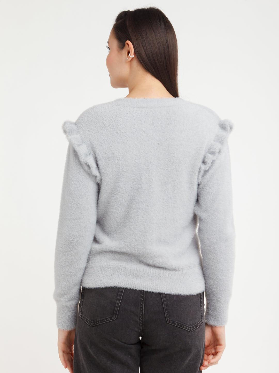 Grey Solid Sweater
