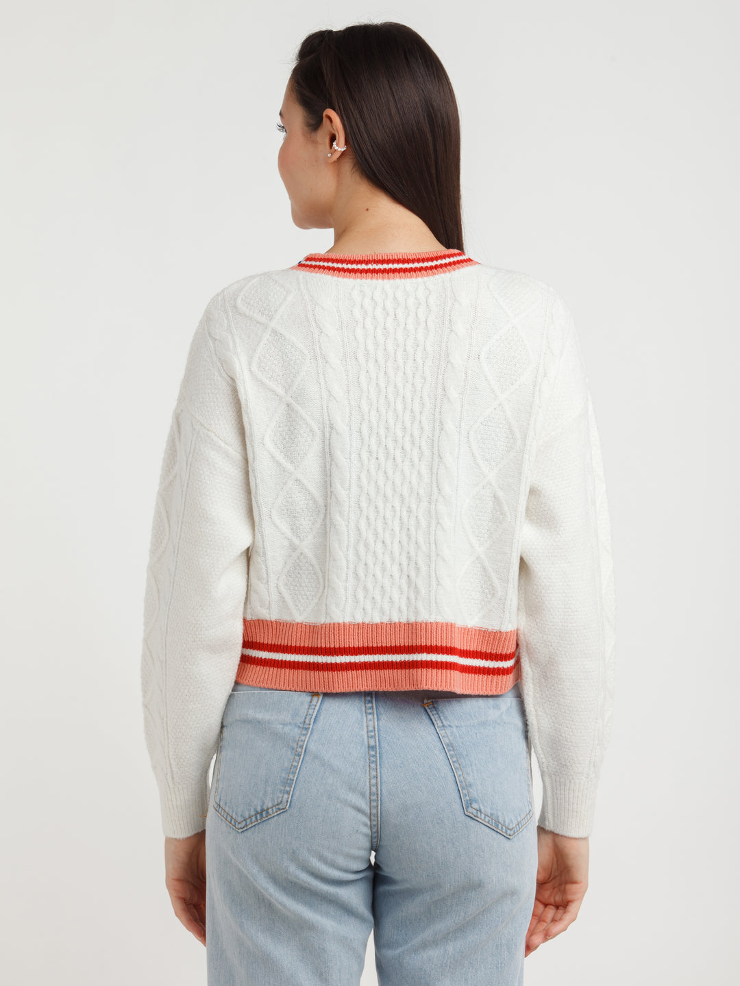 White Solid Sweater