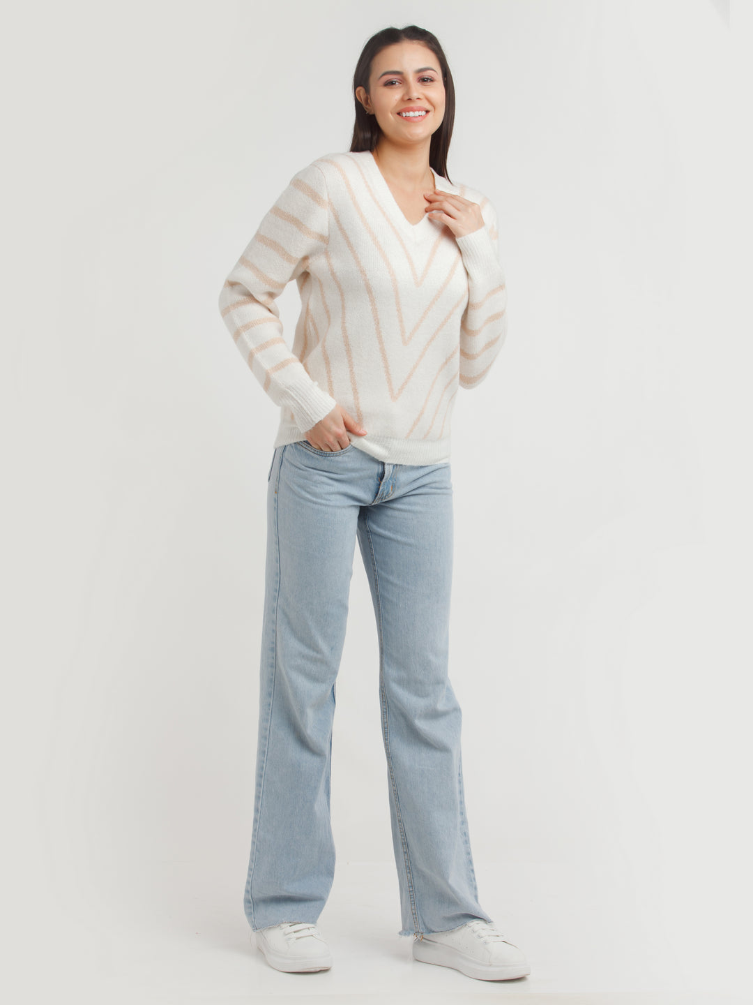 White Striped Sweater