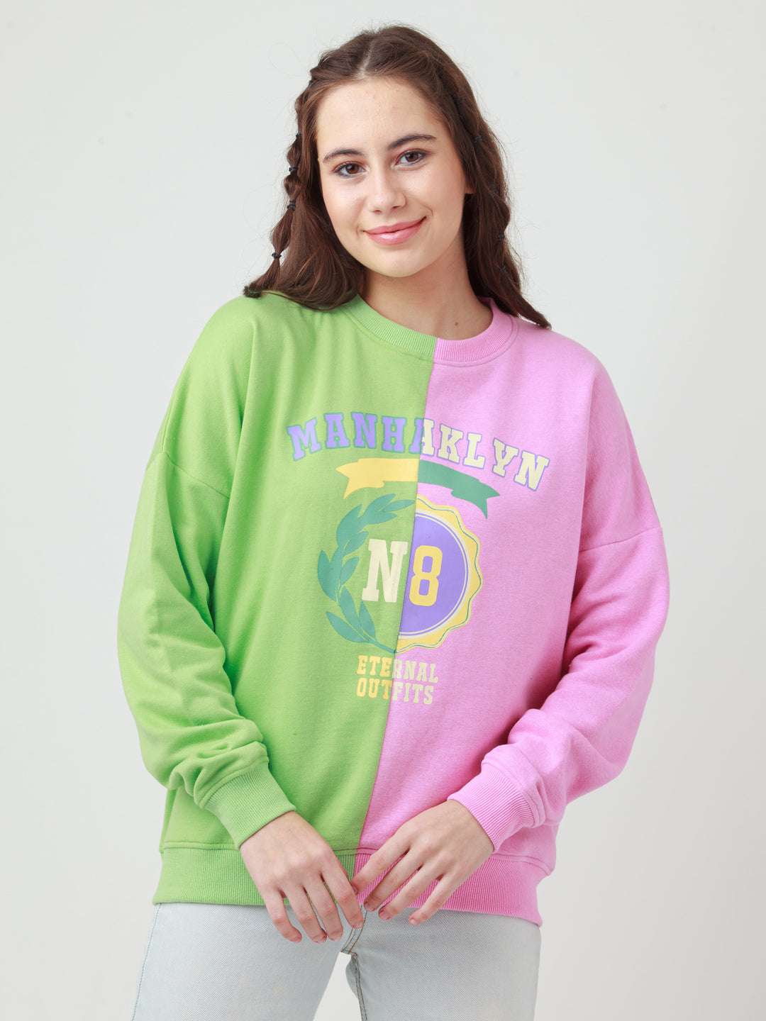 Multicolor Colourblocked Sweatshirt For Women