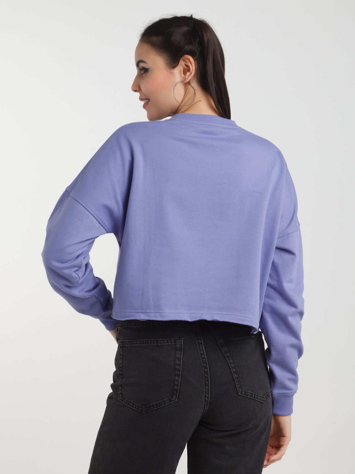 Lavender Printed Sweatshirt For Women