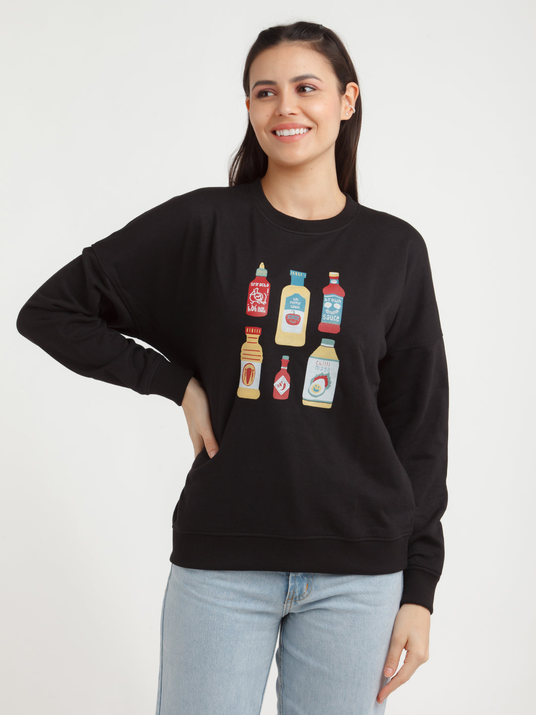 Black Printed Sweatshirt
