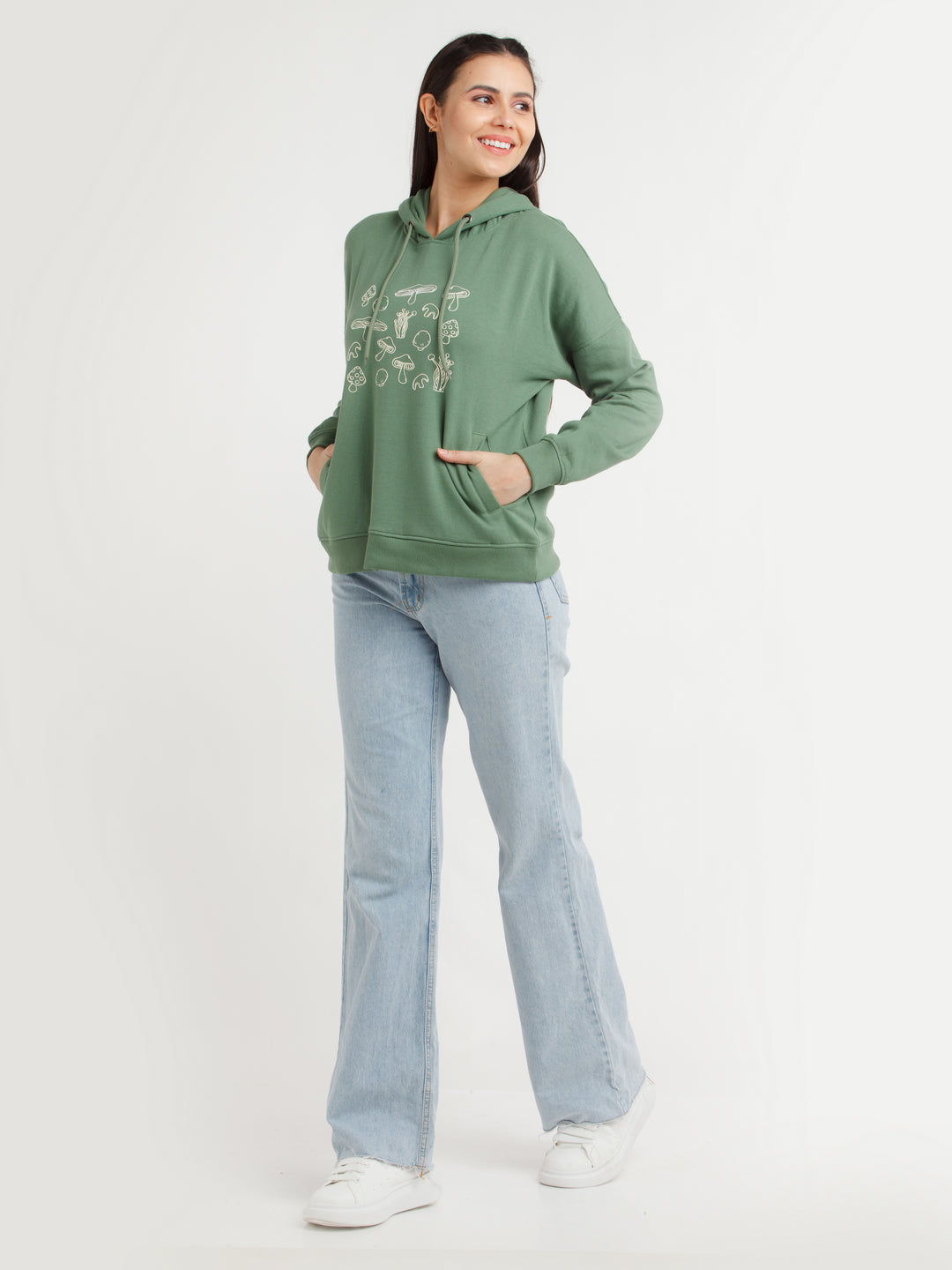 Green Printed Hoodie