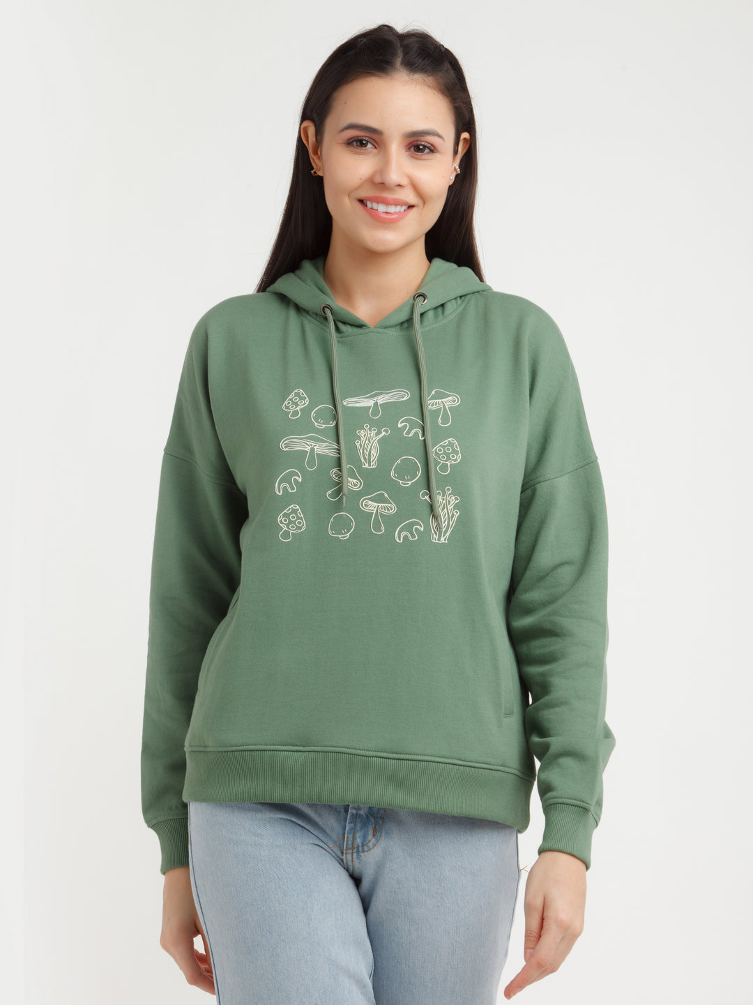Green Printed Hoodie