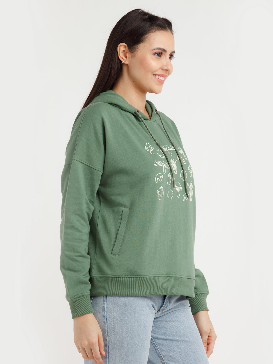 Green Printed Hoodie