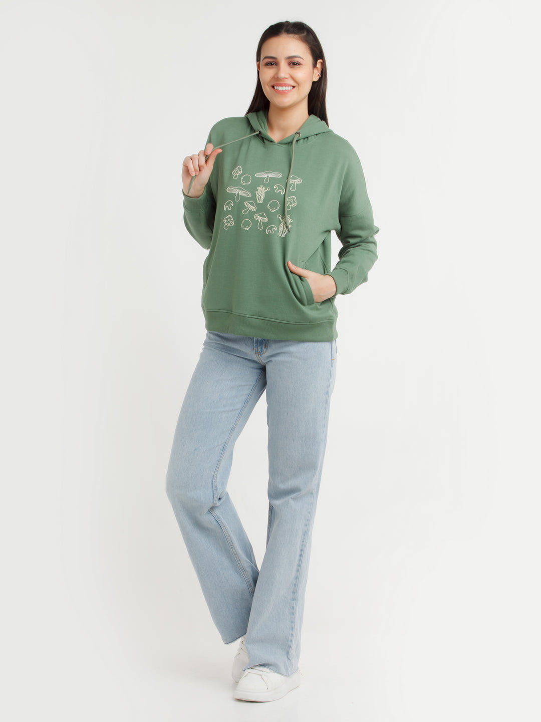 Green Printed Hoodie