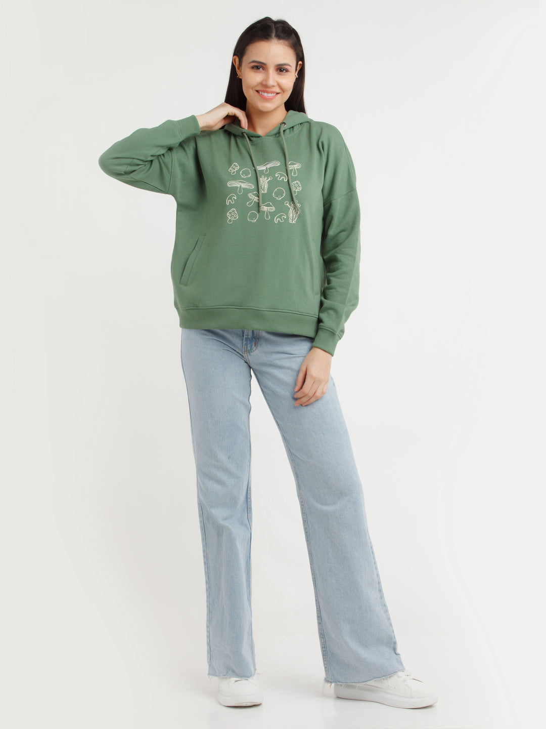 Green Printed Hoodie