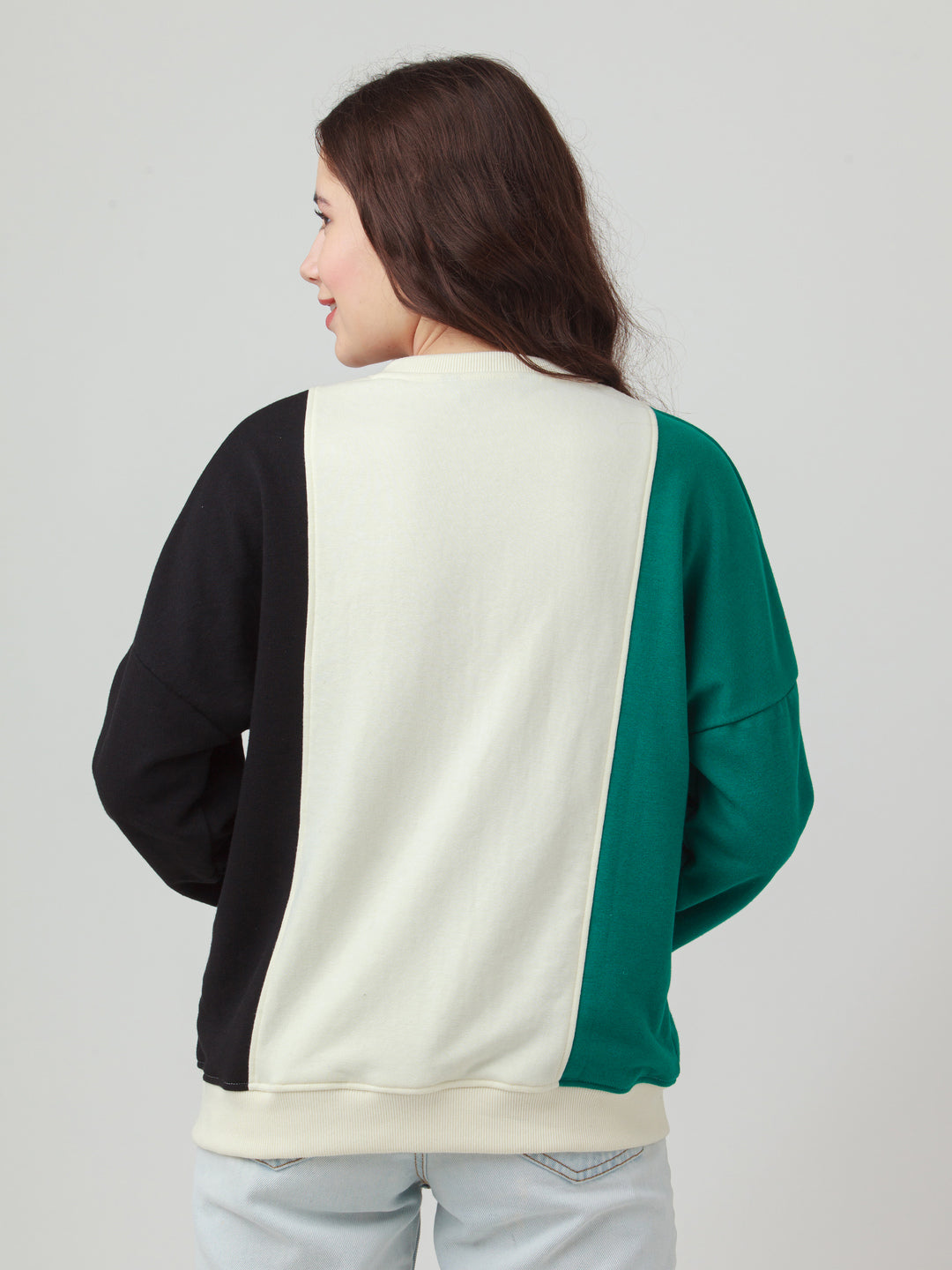 Multicolor Colourblocked Straight Sweatshirt For Women