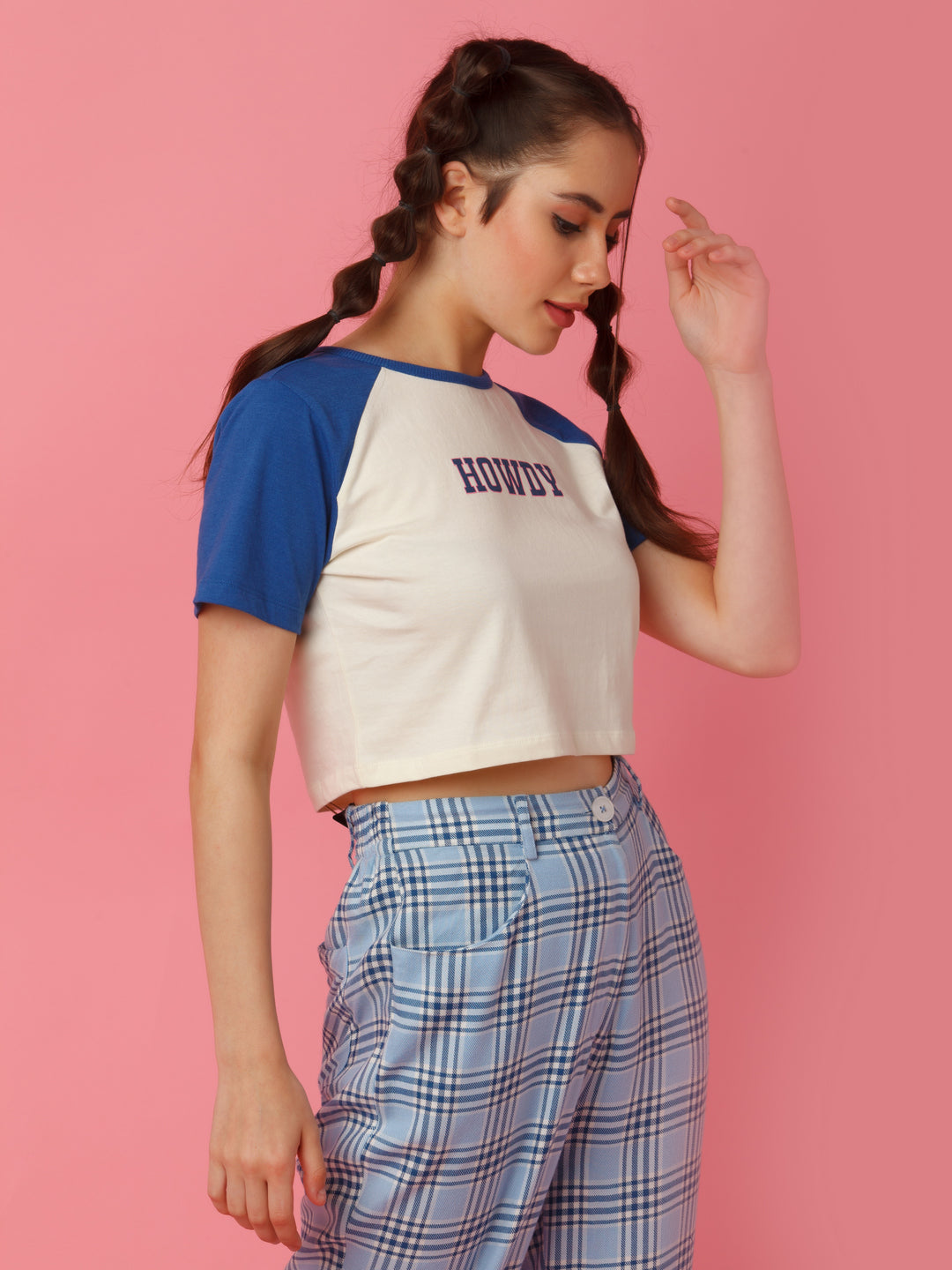 White Printed Cropped Varsity T-Shirt For Women