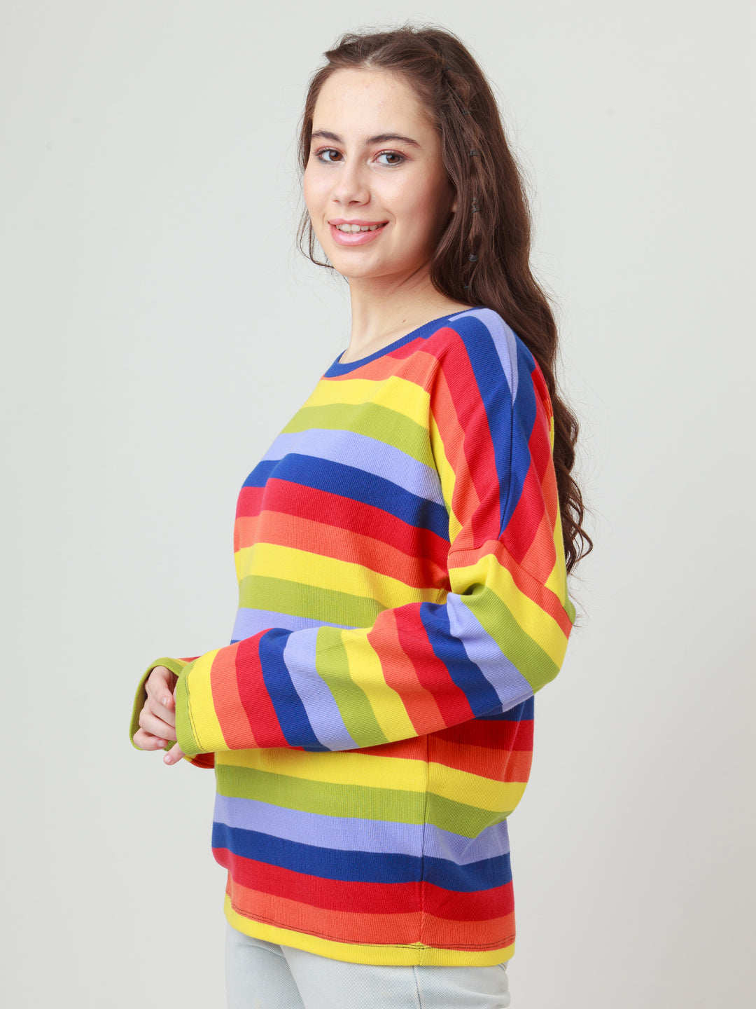 Multicolor Striped Oversized Top