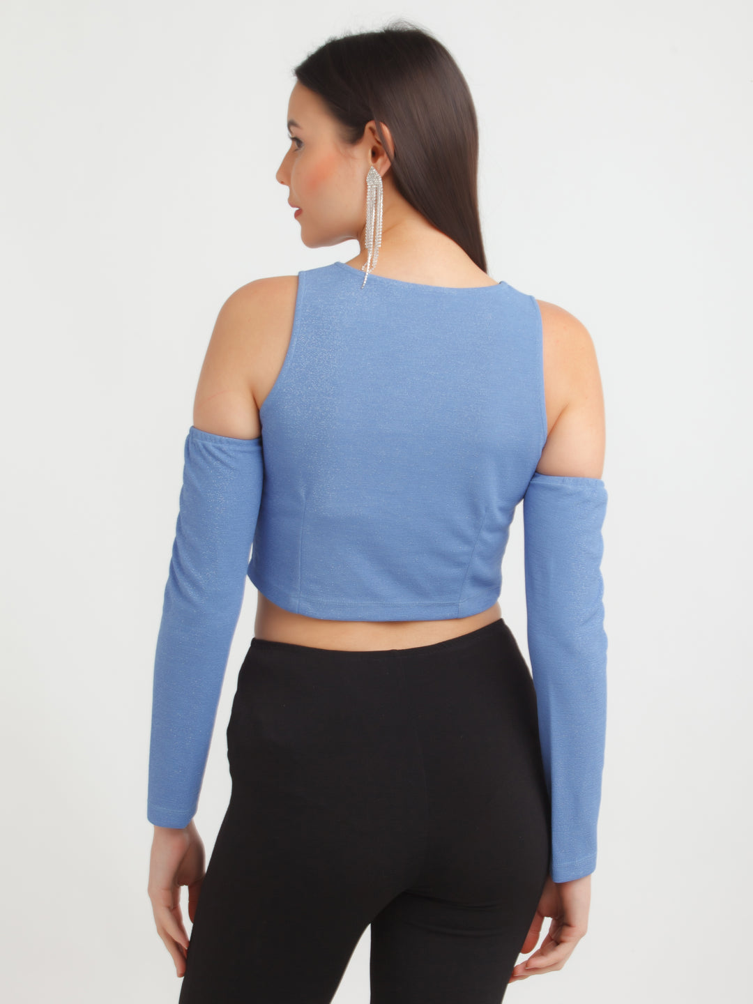 Blue Shimmer Cut Out Top