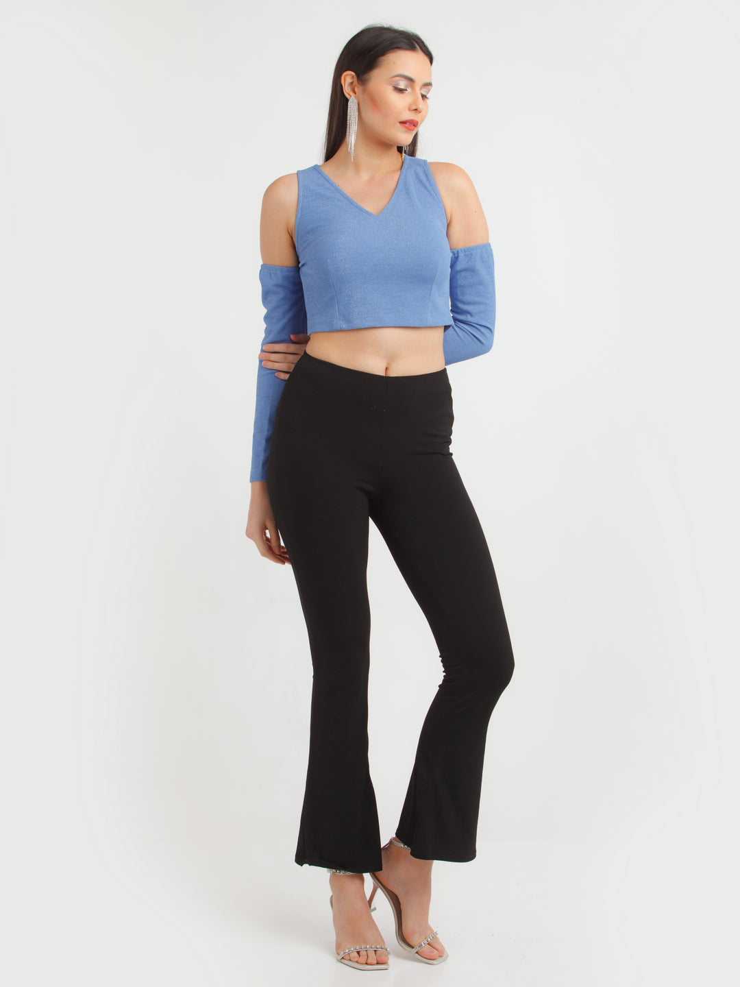 Blue Shimmer Cut Out Top