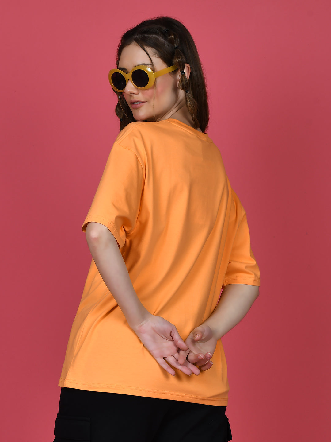 Orange Printed Oversized T-Shirt