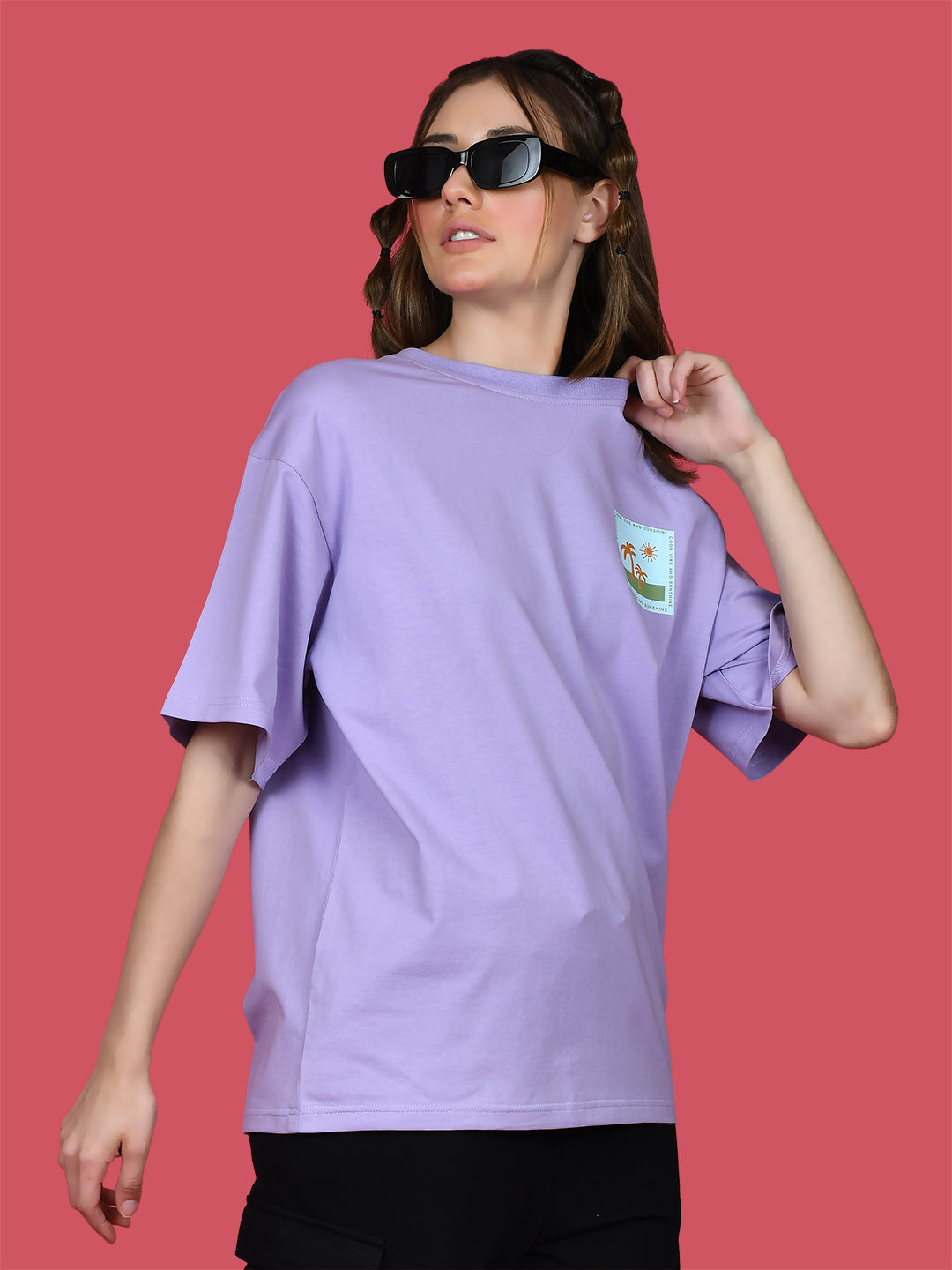 Purple Printed Oversized T-Shirt