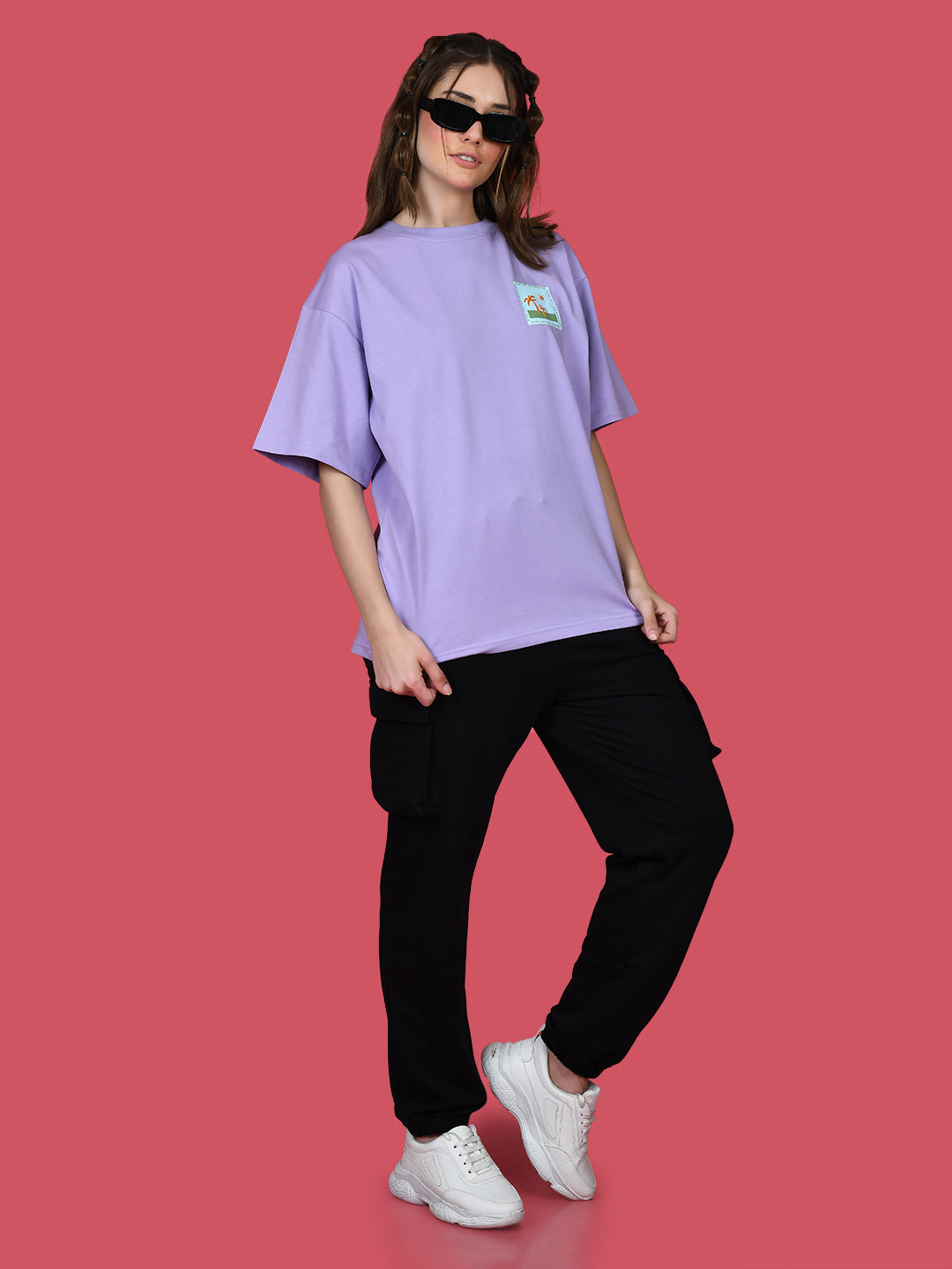 Purple Printed Oversized T-Shirt