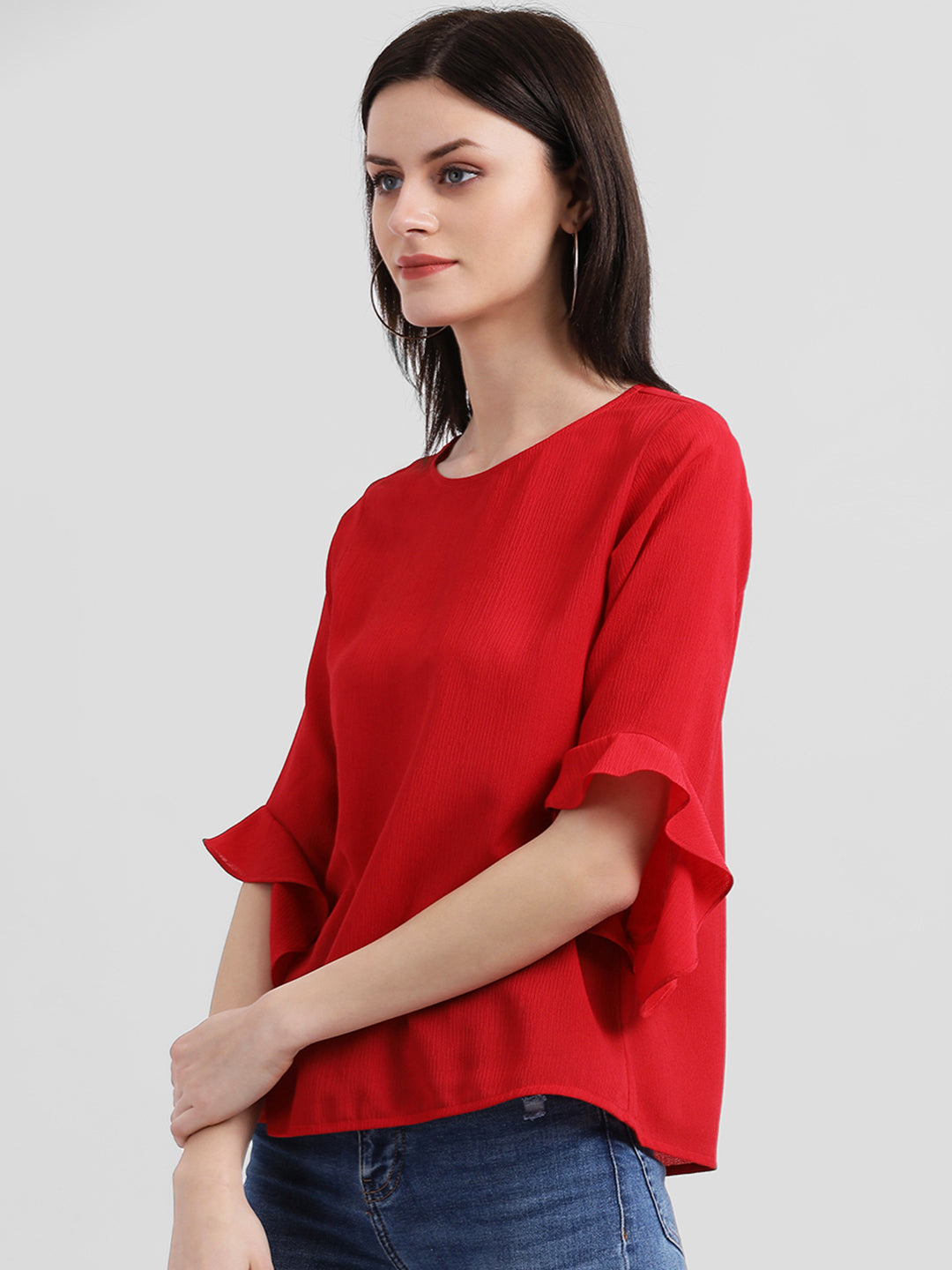 Red Solid Regular Top