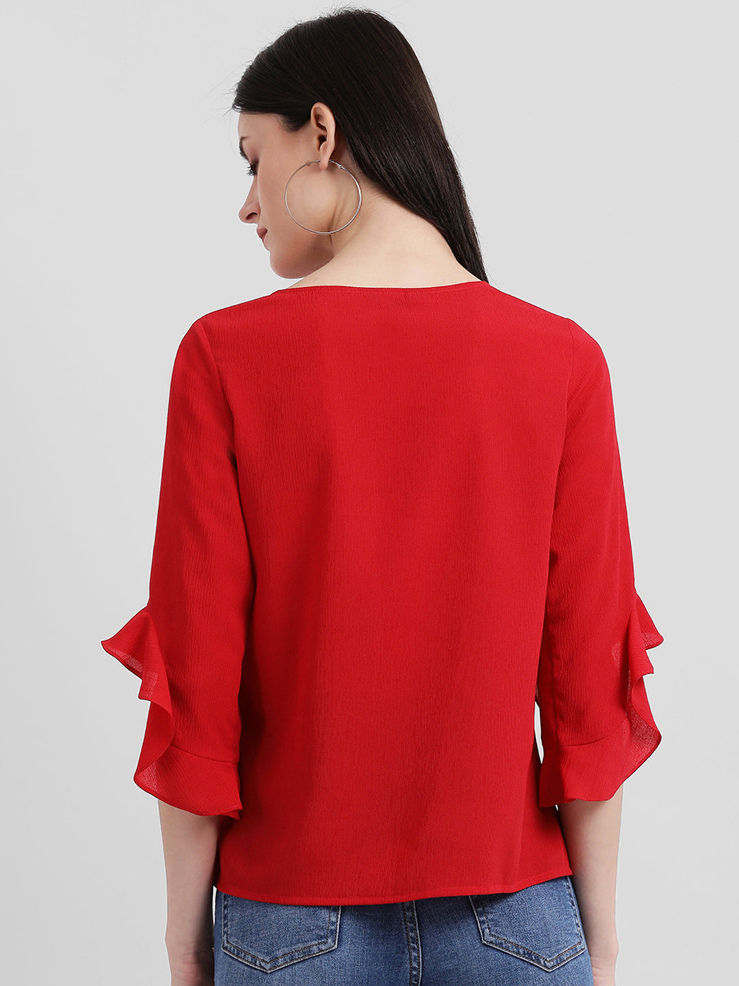 Red Solid Regular Top