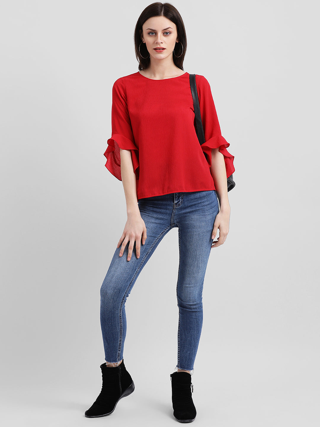 Red Solid Regular Top