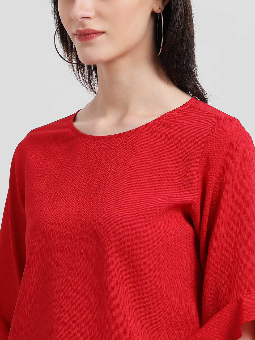 Red Solid Regular Top