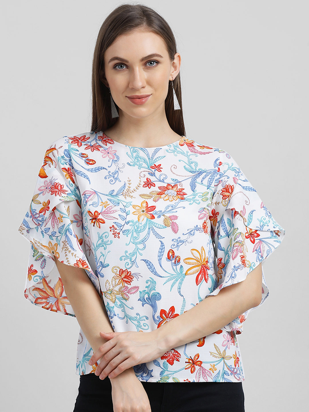 White Printed Regular Top