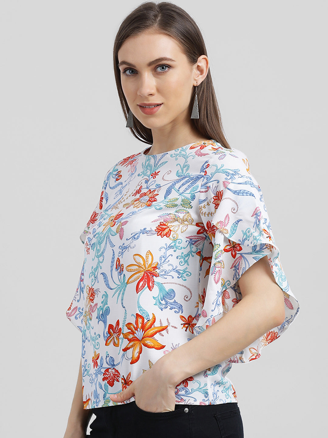 White Printed Regular Top