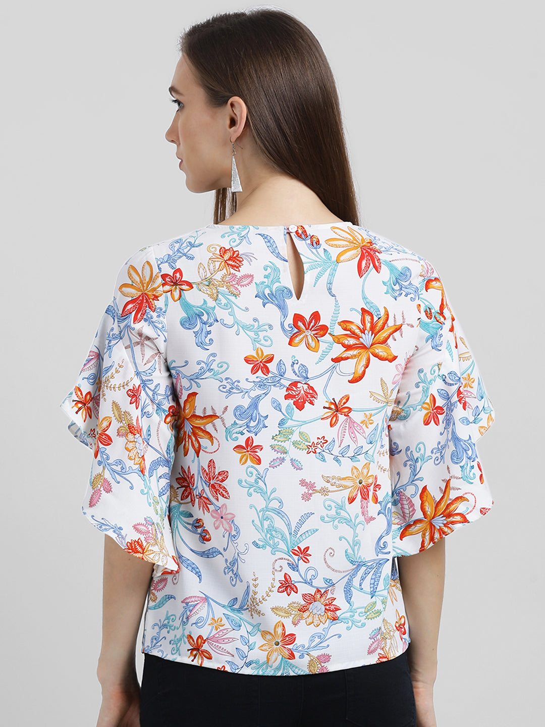 White Printed Regular Top