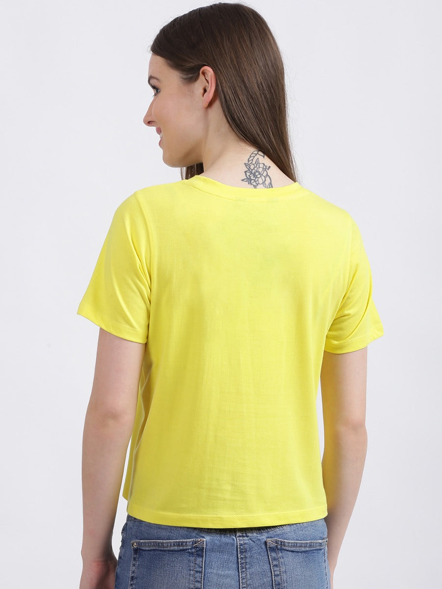 Yellow Embroidered Regular T-Shirt