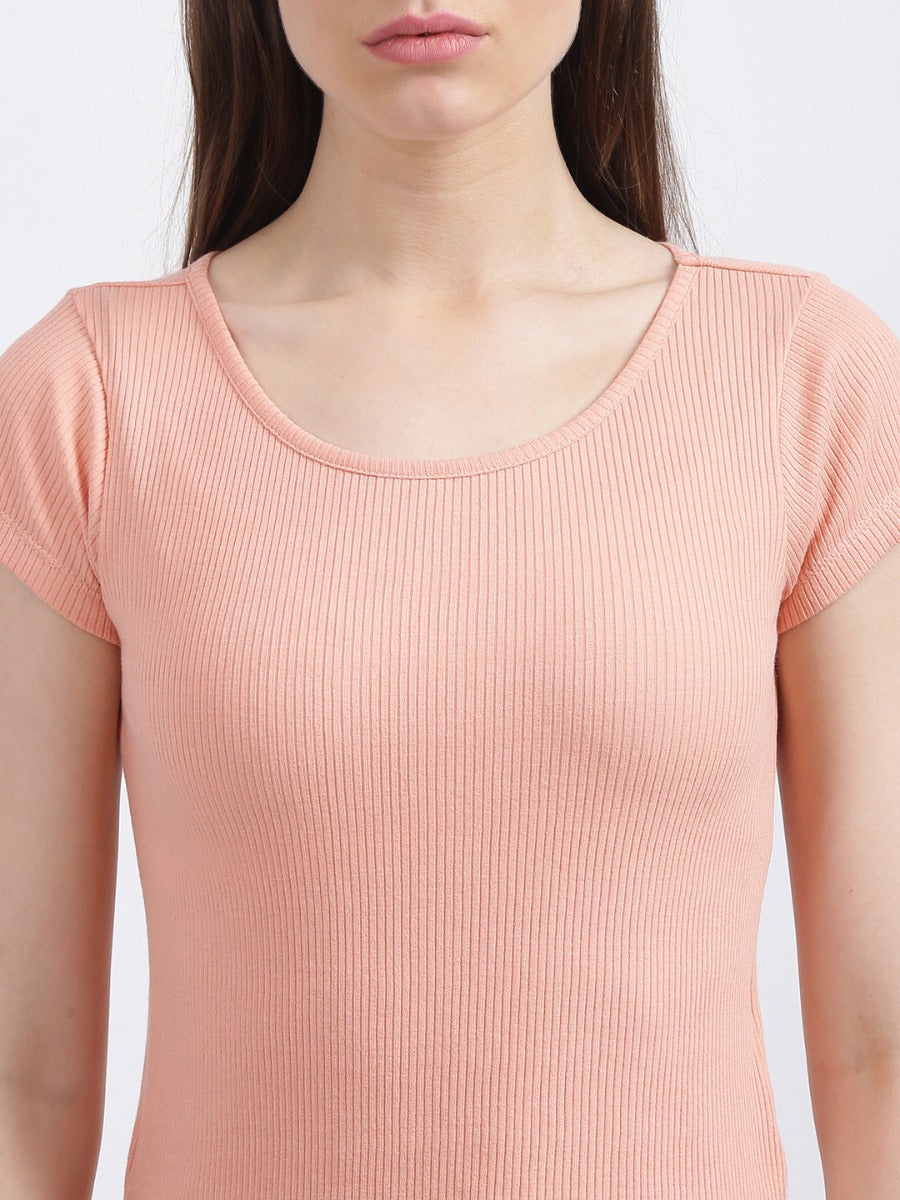 Coral Solid Regular T-Shirt