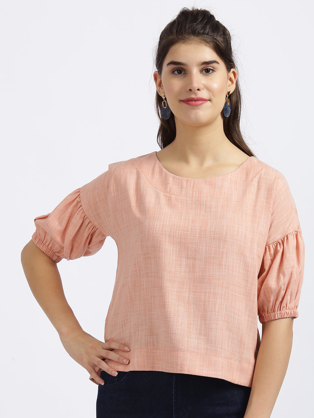 Peach Solid Regular Top