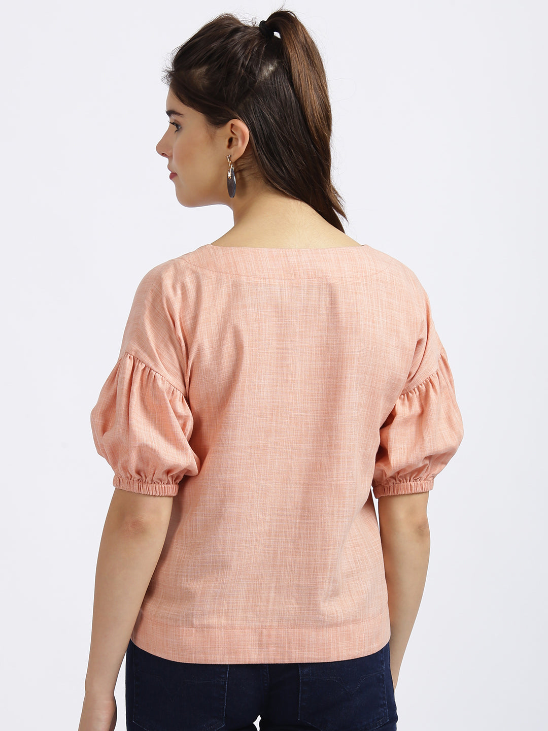 Peach Solid Regular Top