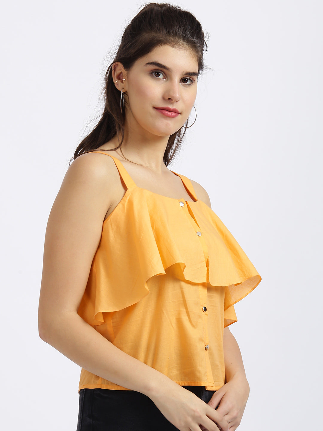 Orange Self Design Strappy Top