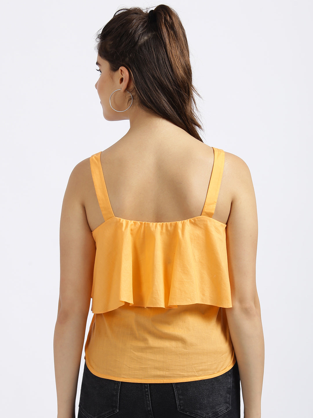 Orange Self Design Strappy Top