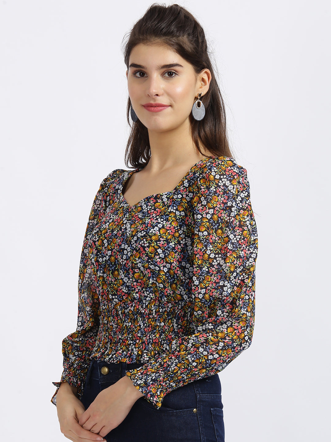 Multi Floral Print Regular Top