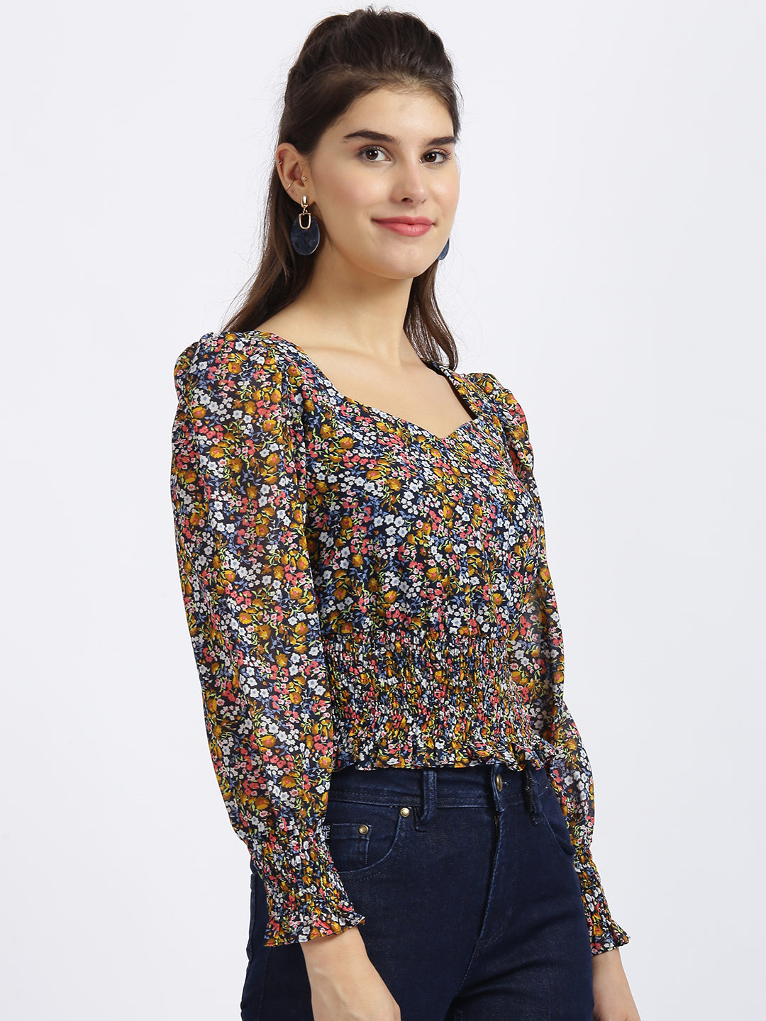 Multi Floral Print Regular Top