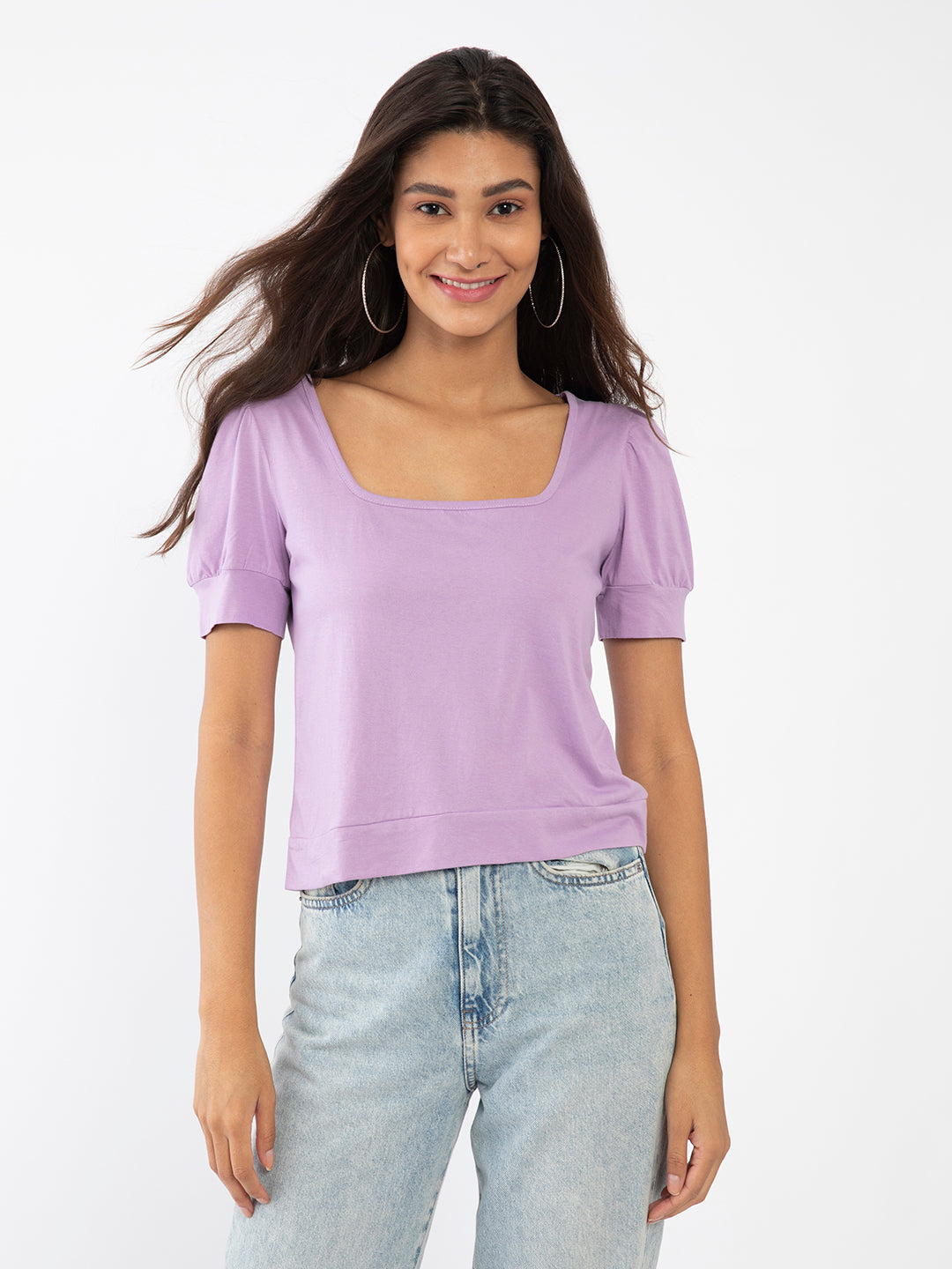 Purple Solid Crop Top