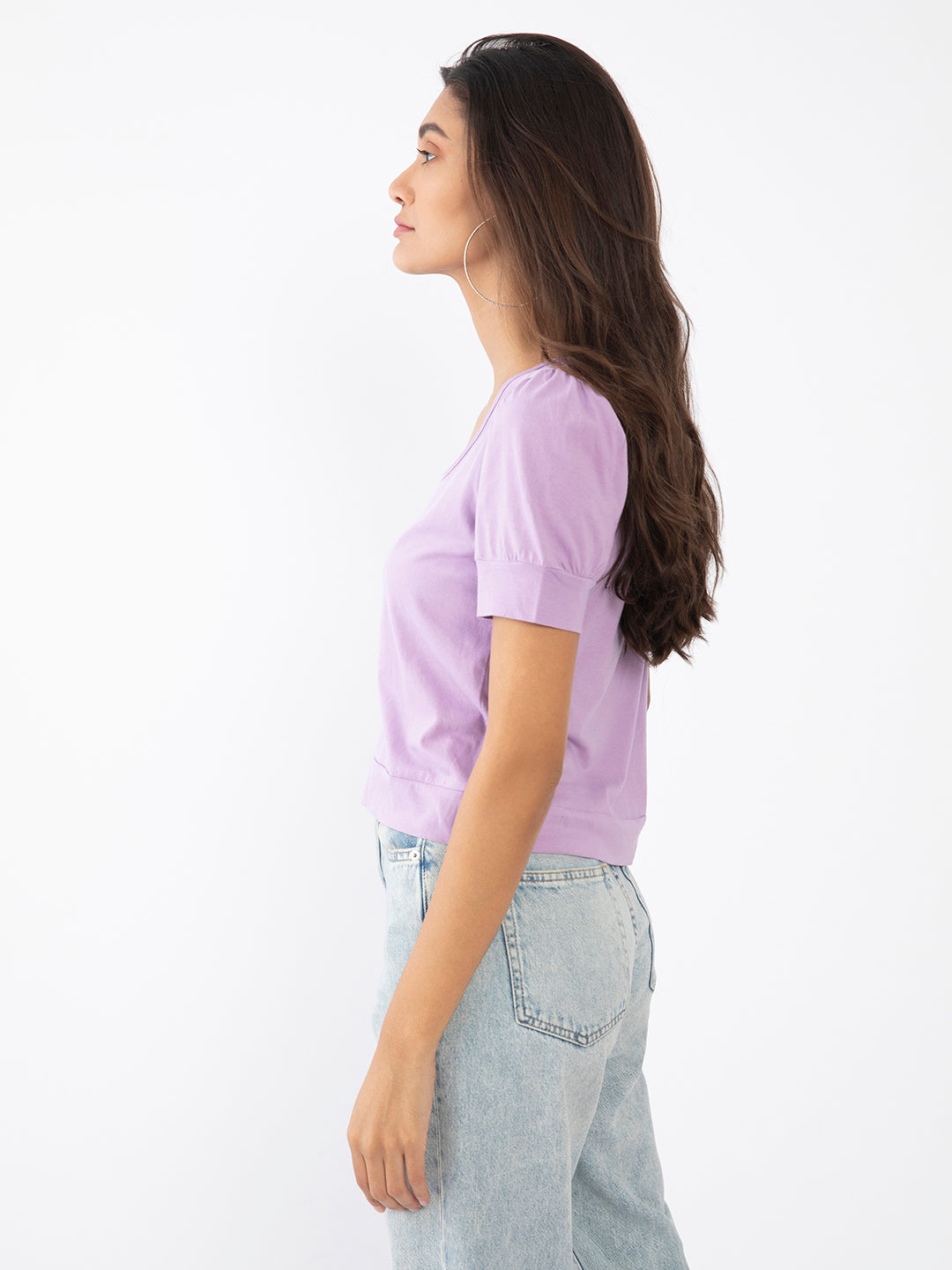 Purple Solid Crop Top